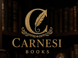 Logo of Carnesi Books featuring a stylized "C" and a feather on a dark background