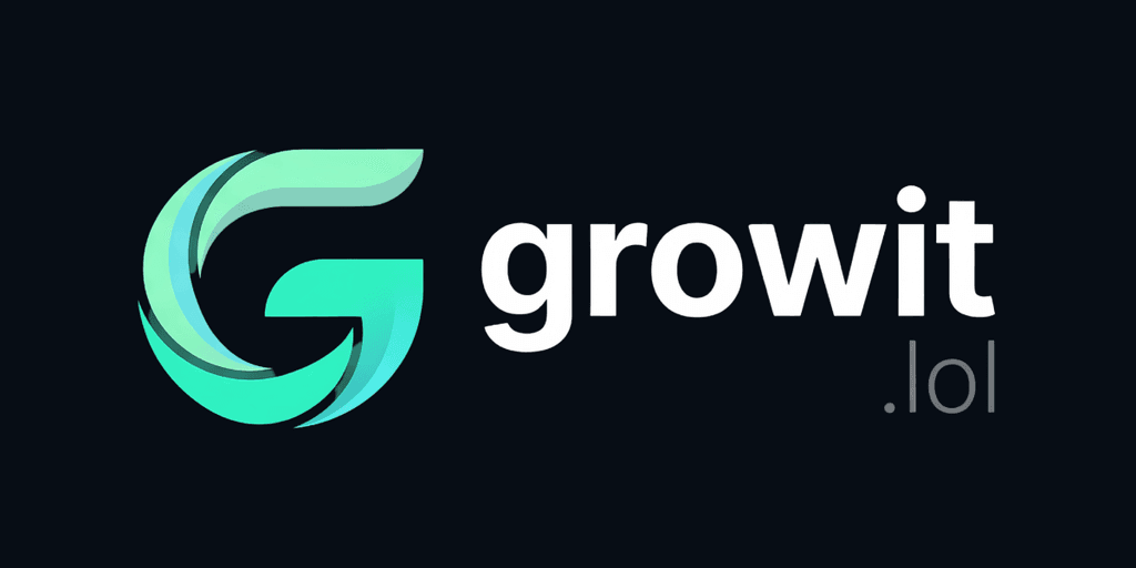 Logo of Growit featuring a stylized letter G and the word "growit.lol"