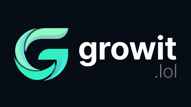 Logo of Growit featuring a stylized letter G and the word "growit.lol"
