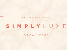 Logo for Simply Luxe Organizers on a marble background featuring elegant typography