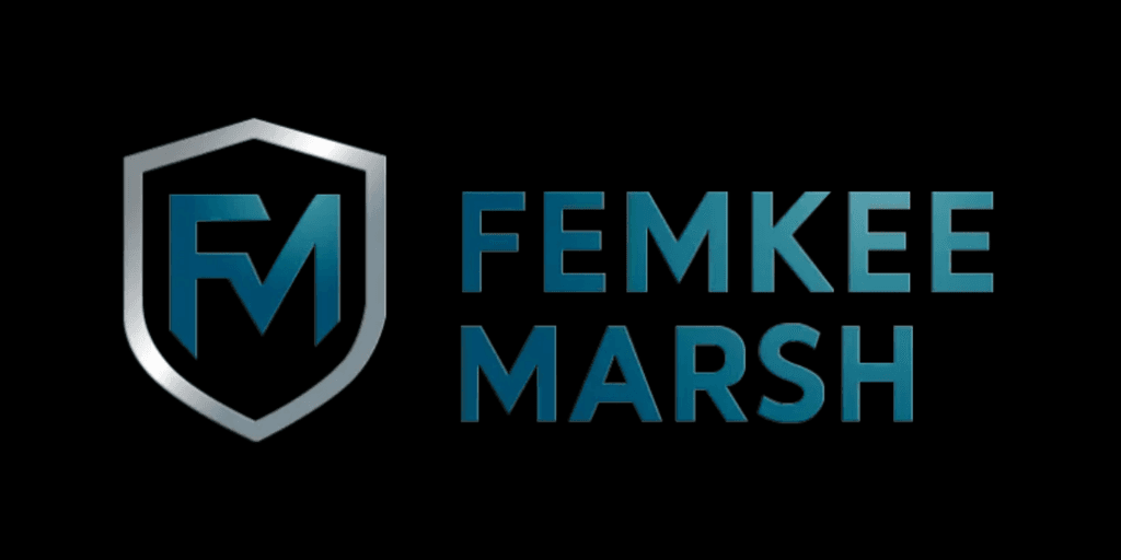 Logo featuring a shield with initials FM alongside the name Femkee Marsh