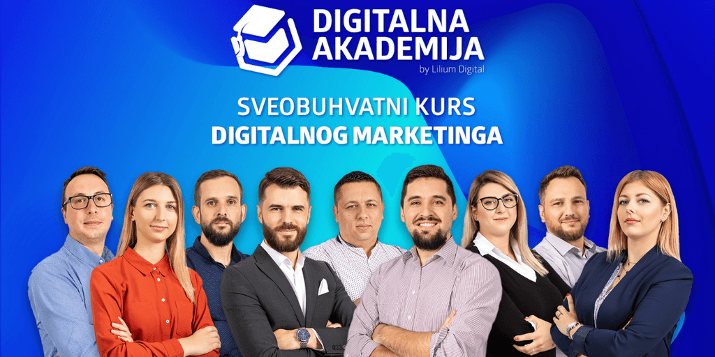 Group of professionals promoting a comprehensive digital marketing course at Digitalna Akademija