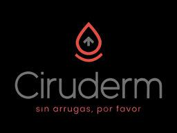 Logo of Ciruderm featuring a droplet and text promoting wrinkle-free skin