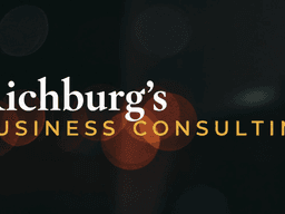 Logo for Richburg's Business Consulting on a blurred background with colorful bokeh effects