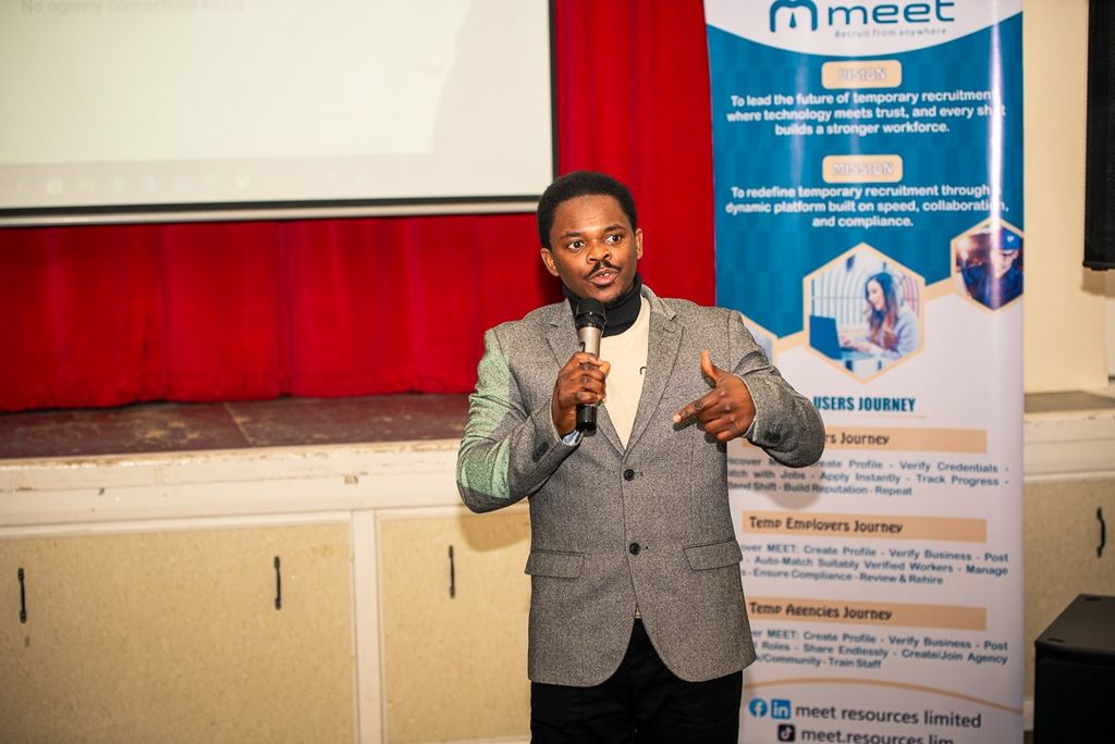 Founder Mohammed Toyeeb Oladele speaking at the MEET Resources launch event in Bridgwater.