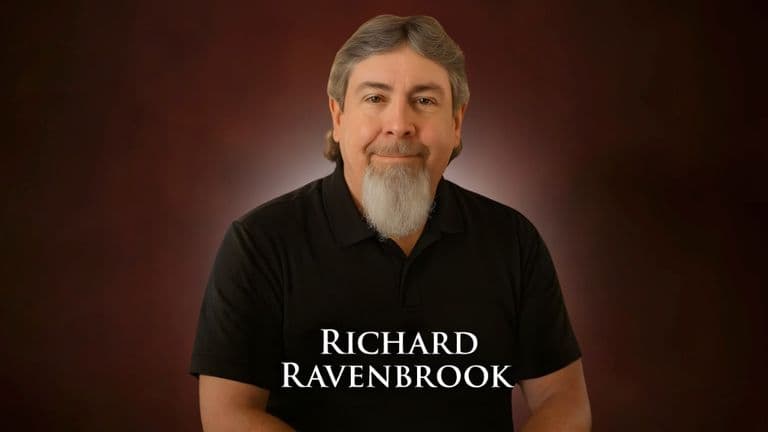 Portrait of Richard Ravenbrook, founder of the House of Ravenbrook, with his name displayed below."
