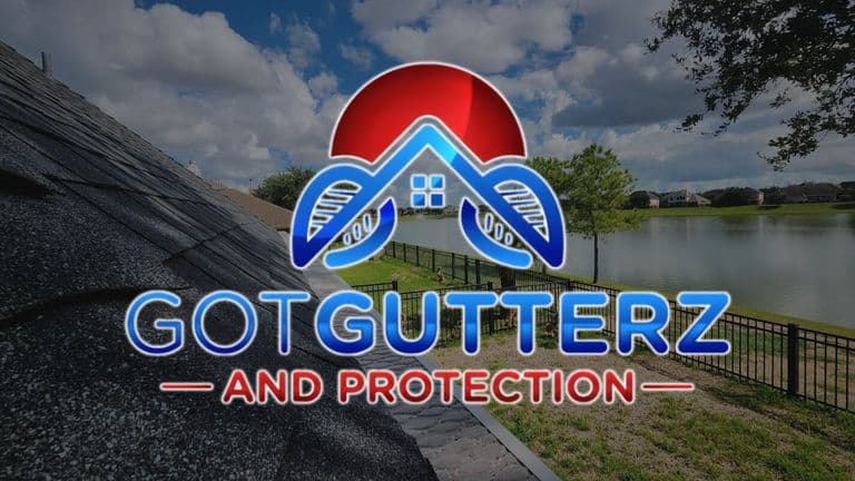 Got Gutterz & Protection's logo, with a scenic view of a home, lake, and blue sky in the background.