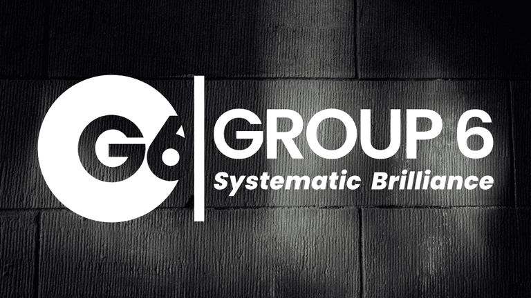 The logo of G6 International, featuring the letter "G" and the number "6," symbolizing systematic brilliance in construction.