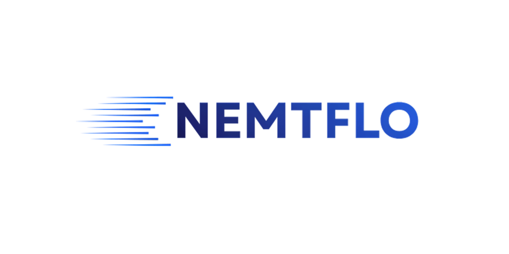 NEMTFLO logo with blue gradient text and dynamic speed lines on the left.