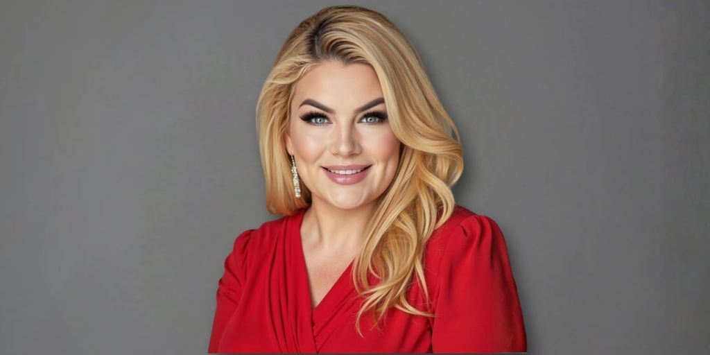 Professor Dr. Stoyana Natseva, Europe’s top transformational literature author, wearing a red dress, smiling confidently, and exuding empowerment.