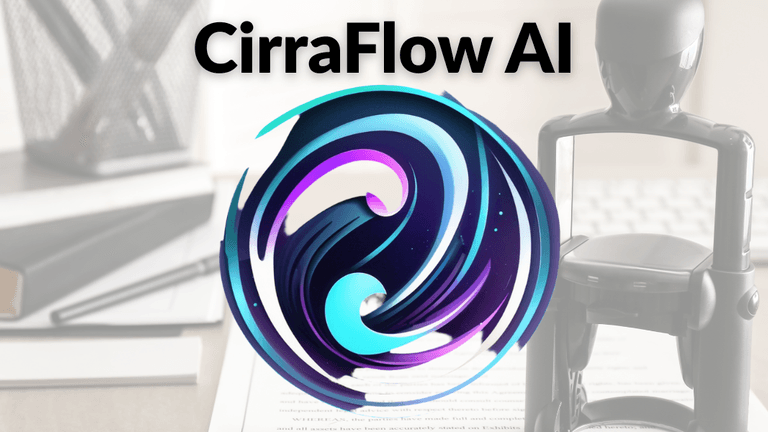 "CirraFlow AI logo on a professional workspace, offering intelligent automation and secure document management for streamlined legal workflows."