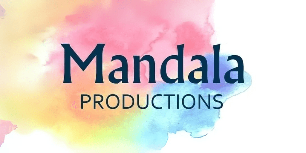 "Colorful watercolor logo of Mandala Productions, symbolizing creativity and artistic production with vibrant pastel hues."