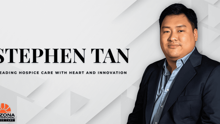 Image ALT Text Generator said: Stephen Tan, CEO of Arizona Professional Hospice Care, recognized for compassionate, innovative leadership in award-winning hospice services.