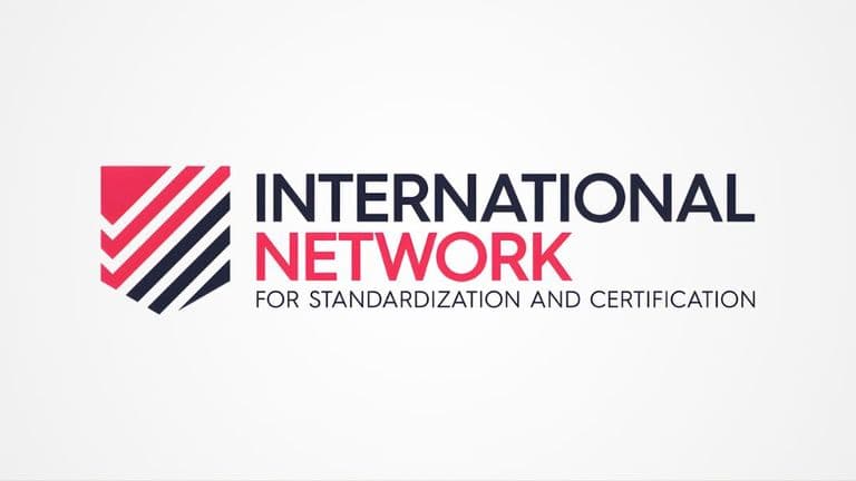 Logo of International Network for Standardization and Certification, symbolizing workplace excellence, family-friendly certifications, and global business standards.