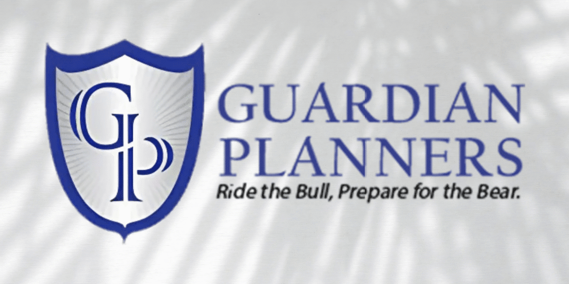 Logo of Guardian Planners, featuring a blue shield with the letters 'GP' in stylized design. The text reads 'Guardian Planners' with the tagline 'Ride the Bull, Prepare for the Bear.' This reflects the firm's philosophy of adaptive, human-led investment strategies, prioritizing risk management and market responsiveness over passive investment models