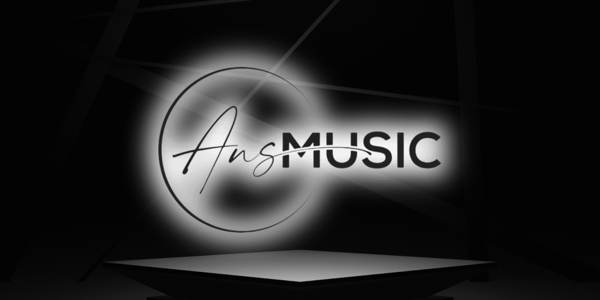 ANS Music logo in a sleek, illuminated design, representing a digital music distribution platform for artists.
