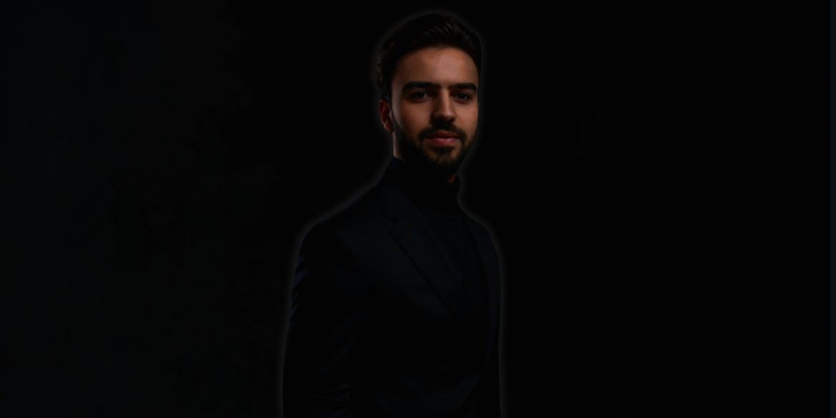 Alfred Abou Eissa in a cinematic black portrait, representing clarity, vision, and global leadership authority.