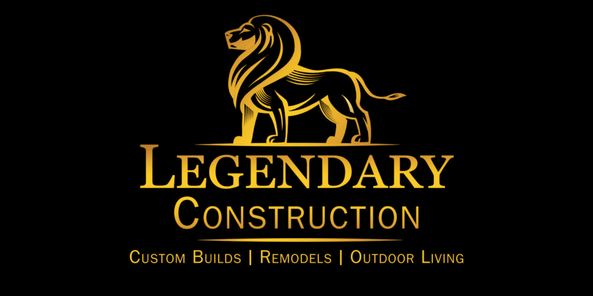 The logo of Legendary Construction, featuring a golden lion and the company name, emphasizes their focus on custom builds, remodels, and outdoor living. Known for quality craftsmanship, integrity, and clear communication, the company is dedicated to transforming homes with a focus on long-term client satisfaction.