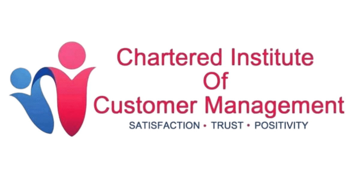 Logo of the Chartered Institute of Customer Management (CICM), highlighting their commitment to enhancing customer satisfaction, trust, and positivity.