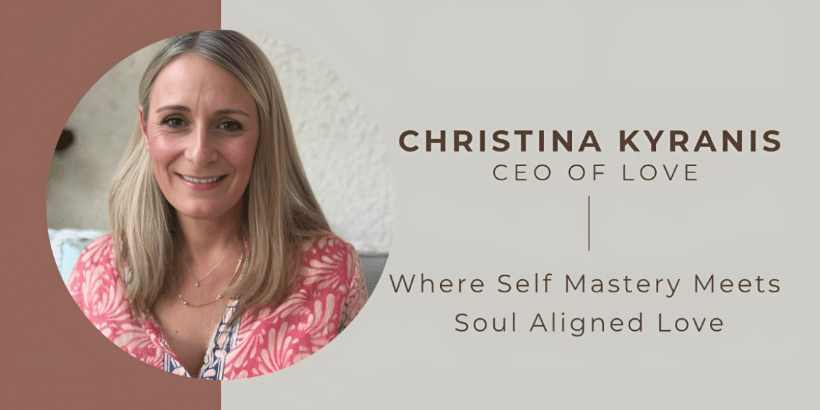 Christina Kyranis, CEO of Love, radiates warmth and confidence, offering transformational guidance for high achievers seeking aligned relationships.