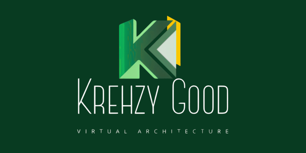Green Krehzy Good VA logo with stylized “K” and “Virtual Architecture” tagline