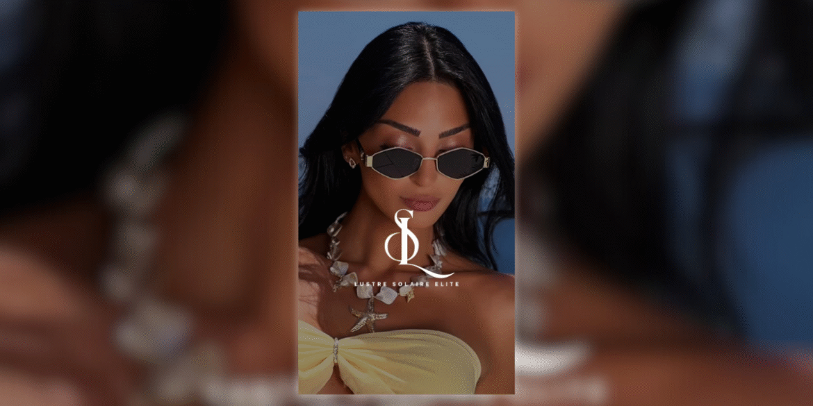 Caroline El Ghaly, founder of Lustre Solaire Elite, embodying the brand's blend of timeless elegance and accessible luxury for modern women.