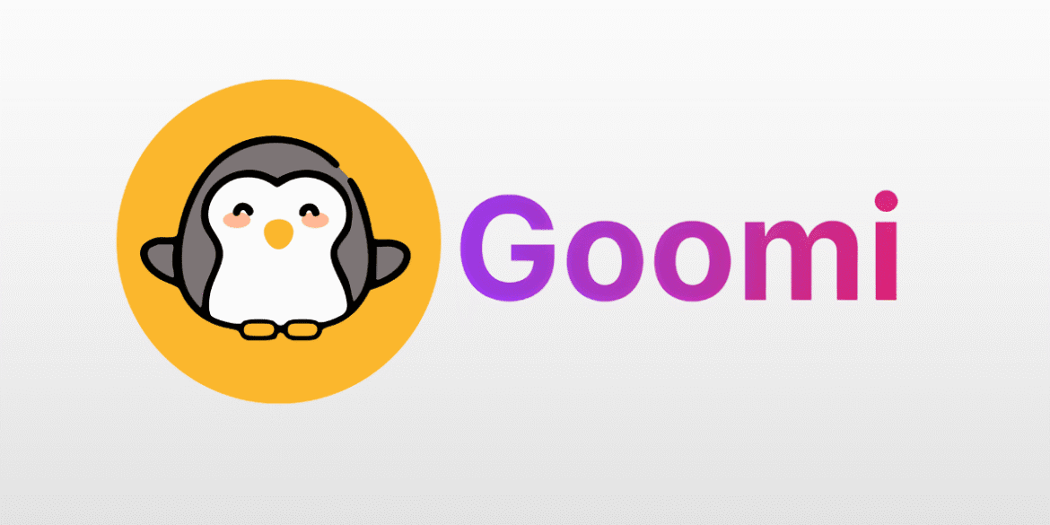 Goomi Inc. logo featuring a cute penguin mascot and vibrant, modern font for college application assistance.