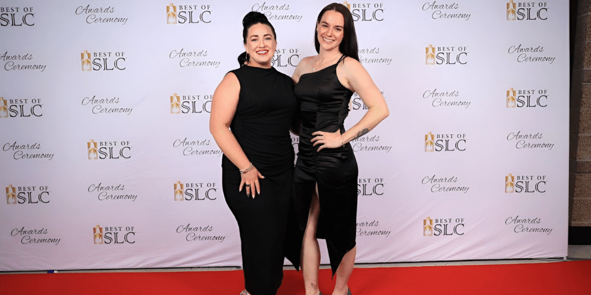 Annie Davis and Bre from Davis Designs at the Best of SLC Awards, showcasing their client-first approach to web design.