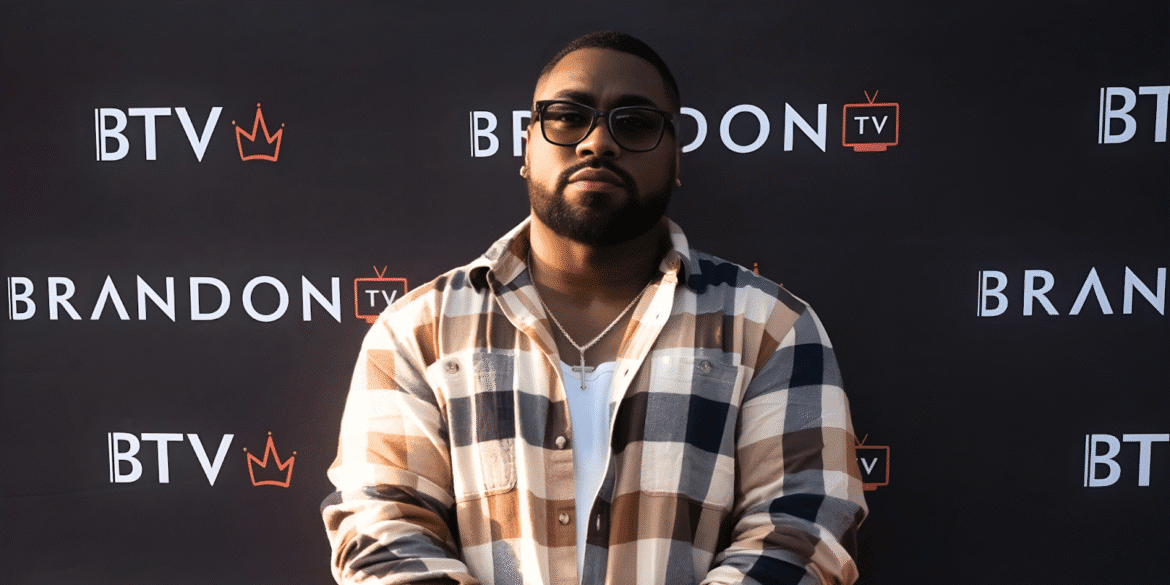 Luciano Layne, Grammy-nominated songwriter and new A&R at Virgin Music Group, poses at a BTV event, showcasing leadership.