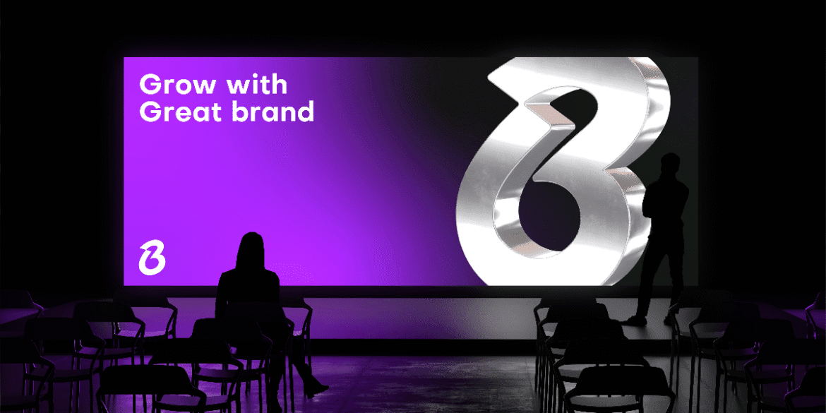 Brandtune.com advertisement showcasing a modern, digital approach to brand creation with curated domains, logos, and design assets.