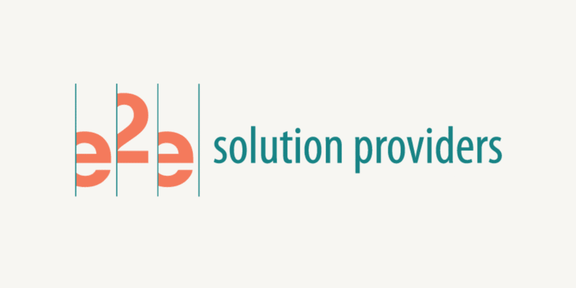 E2E Solution Providers logo, showcasing custom AI solutions, predictive analytics, and enterprise data engineering for scalable business growth.