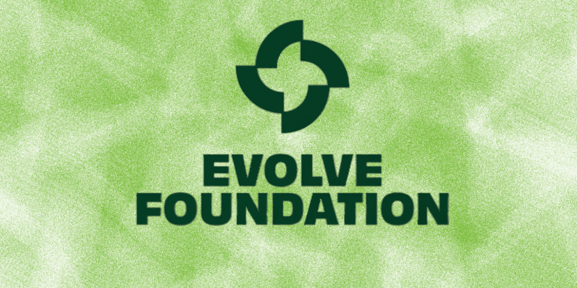 The image features a logo for "Evolve Foundation," emphasizing clean energy workforce development and equitable career access for communities.
