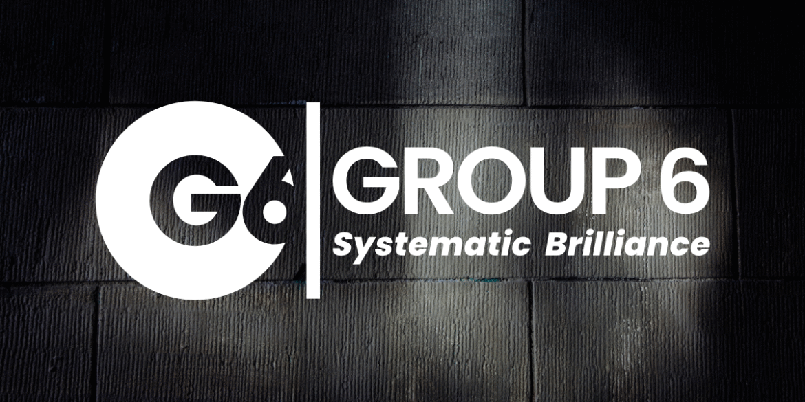 The logo of G6 International, featuring the letter "G" and the number "6," symbolizing systematic brilliance in construction.
