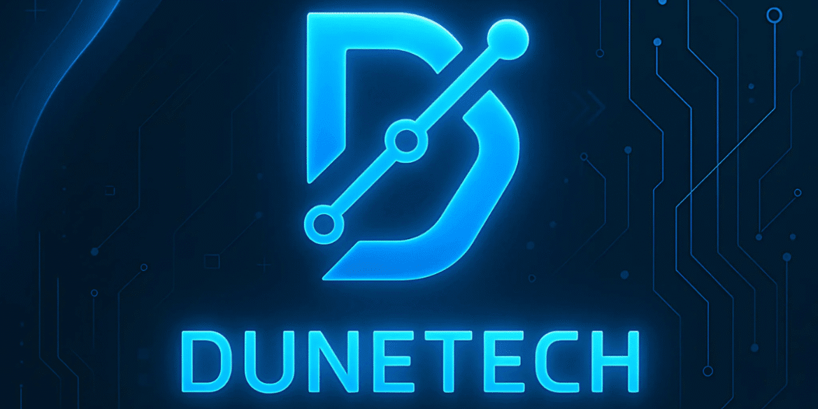 Dunetech Studios logo with a futuristic design.