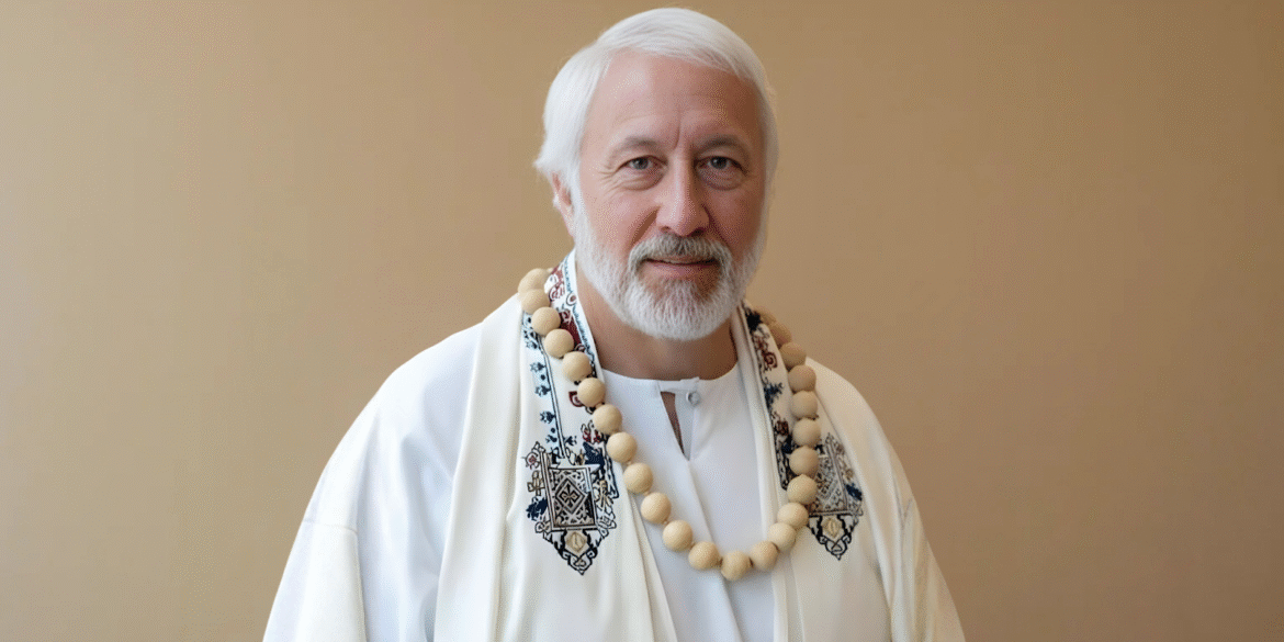 Apostle Constantine I. Nightingdale, founder of the Army of the Lord – 5 DR, wearing religious attire and beads."