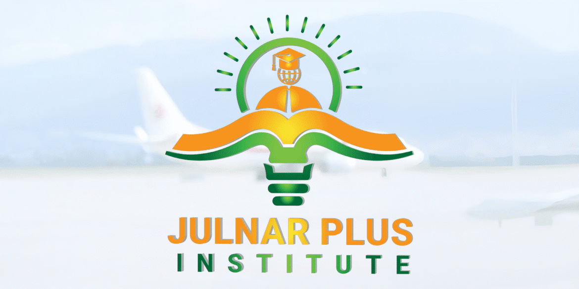 DJULNAR Plus Institute, showcasing the institute’s commitment to aviation training with a modern, professional design highlighting education and global connectivity.