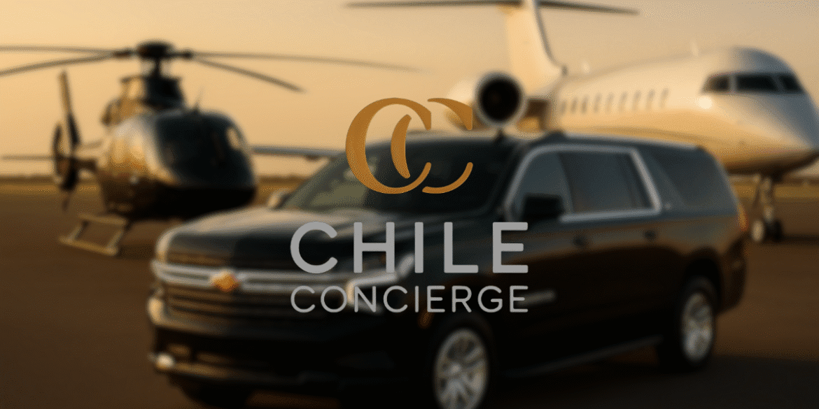 Chile Concierge logo featuring luxury transportation services, including private helicopters, secure ground transfers, and executive mobility solutions.