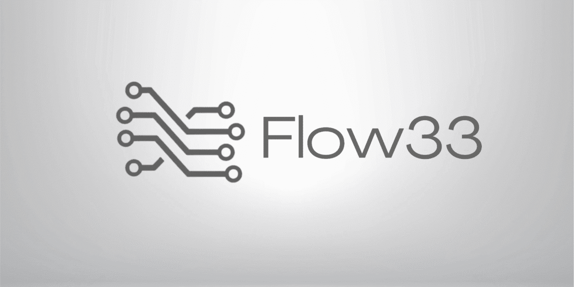 Flow33's logo representing their AI-powered platform for creating professional, scalable UGC videos using diverse AI actors for marketers