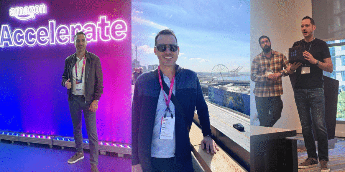 Luis Micheo at Amazon Accelerate, showcasing his journey from corporate life to successful ecommerce entrepreneur.