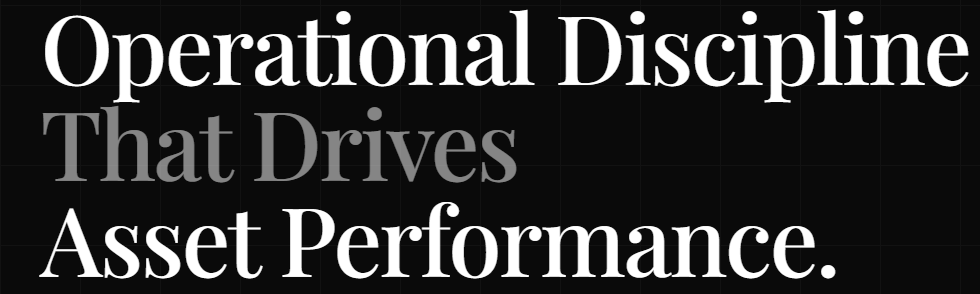 Operational Discipline That Drives Asset Performance typography on a black background.