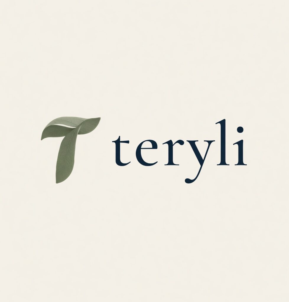 Teryli logo featuring a leaf-shaped letter T beside the company name on a light background.
