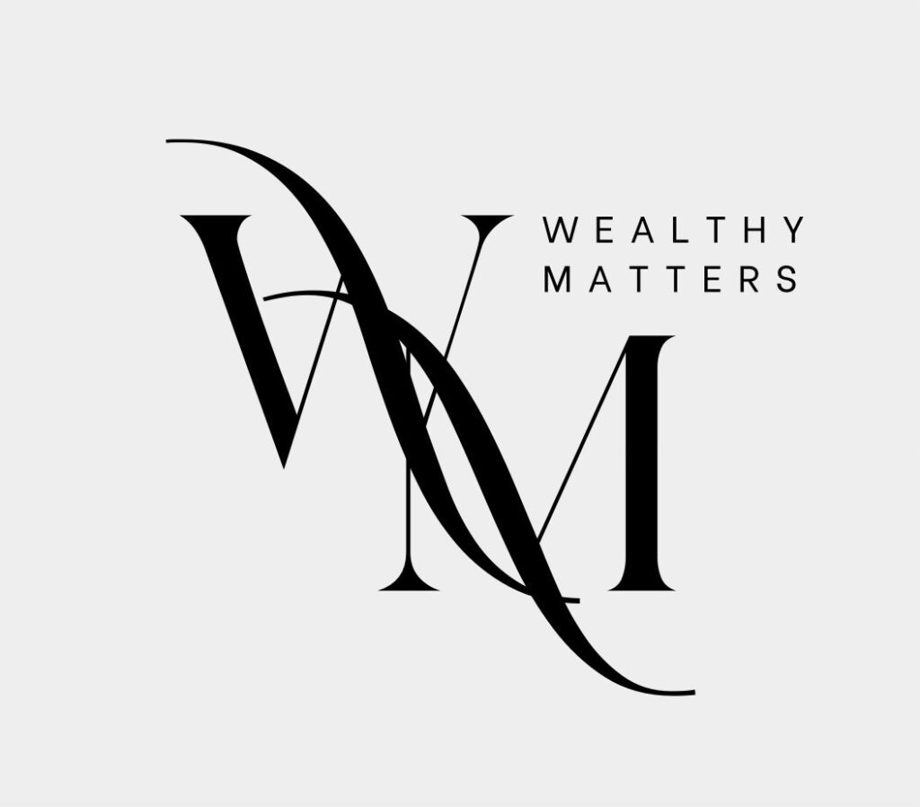 Wealthy Matters logo featuring stylized WM initials and brand name.
