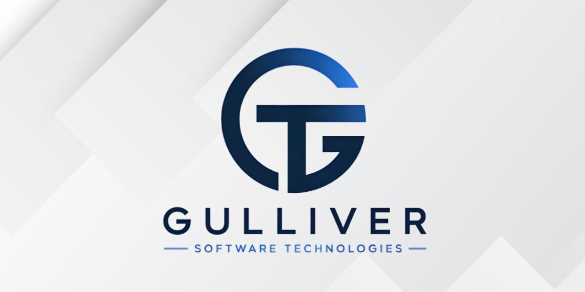 Gulliver Software Technologies company logo on a light geometric background.