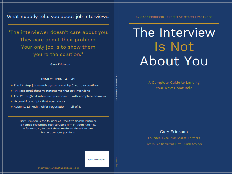 Front and back cover design of The Interview Is Not About You by Gary Erickson.
