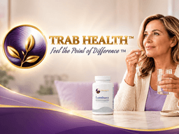 Woman enjoying a supplement and drink with a wellness product in the foreground